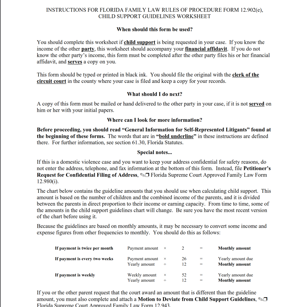 Child Support Worksheet Child Support Worksheet